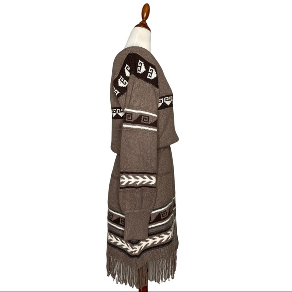 Alice + Olivia Retro Brown Fringe Sweater Dress Medium - Picture 4 of 15